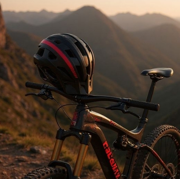 Black and Red Aerodynamic Cycling Helmet with Ventilation - Picture 1 of 9